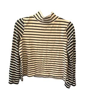 Striped Black and White Turtleneck Top